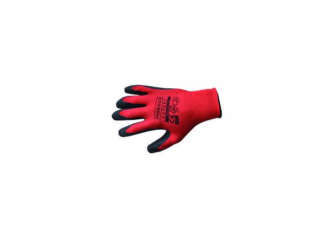 Gant rouge et noir polyester taille 10 Modeco pièce