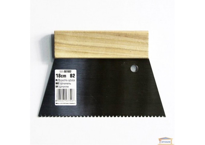 Spatule Dentelée 180x120mm en acier avec manche en bois pièce