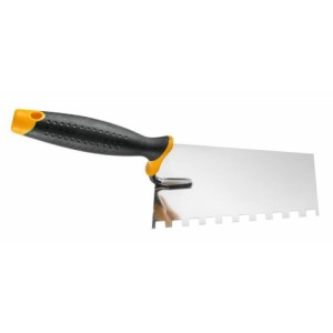 Truelle dentelée 6x6mm 160x110mm en acier avec poignée résine 2K Hardy/ pièce