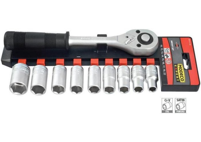 Set de 9 clefs à Douille 10.22mm Modeco Expert set de 9 douilles