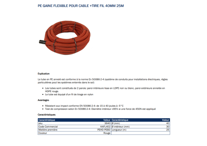 Gaine technique Tire.fil 110mm rouleau 25mètres