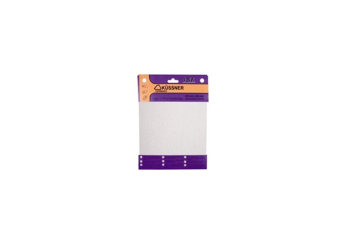 Papier de verre BLANC pour BOIS avec PEINTURE avec grain *240* 230x280mm Kussner 3pièces