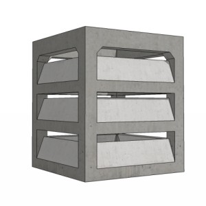 Ventilor-tira-trek béton 38x38cm (20x20cm intérieur) composé de 4 éléments